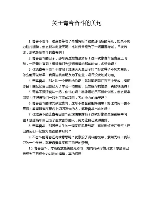 关于青春奋斗的美句