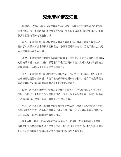 湿地管护情况汇报