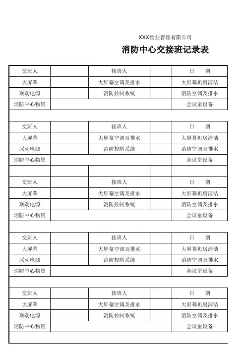 消防中心交接班记录表