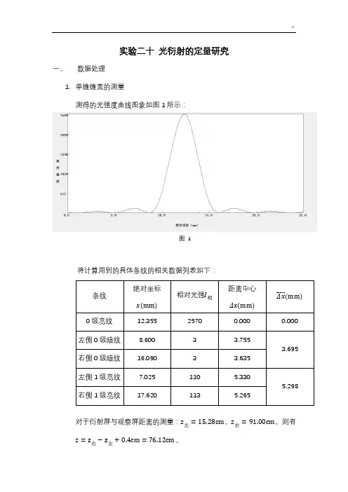 光衍射的定量研究北大物理学院普物实验报告