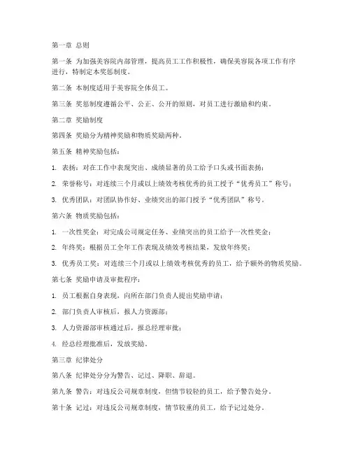 美容院员工手册范本奖惩制度