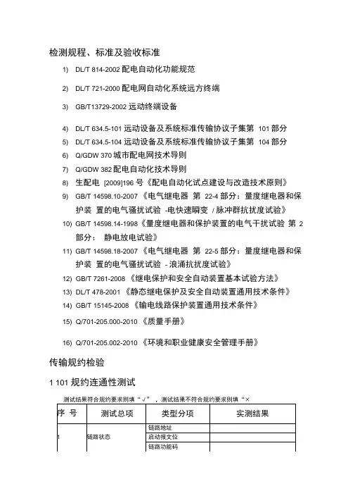 最新101、104通信规约测试大纲