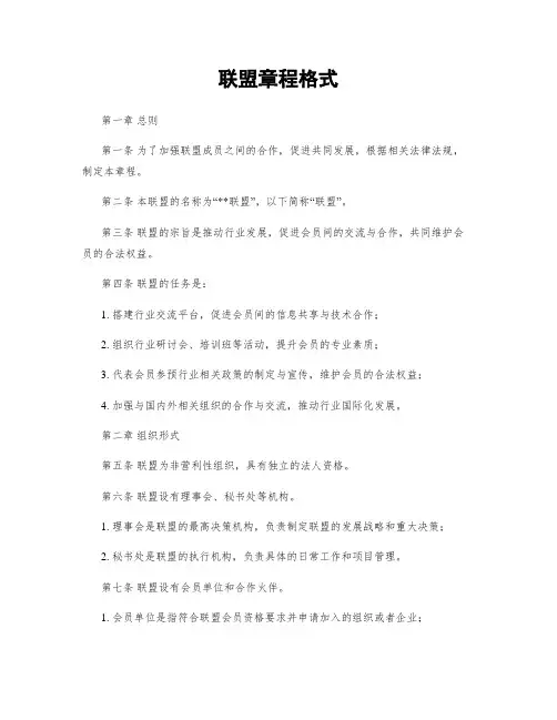 联盟章程格式