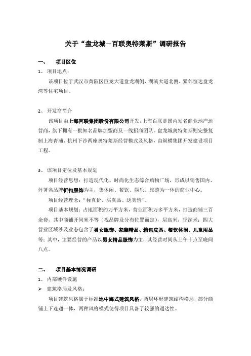 百联武汉盘龙城奥特莱斯项目调研报告.doc