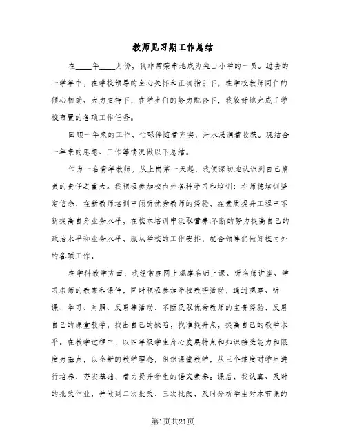 教师见习期工作总结(9篇)