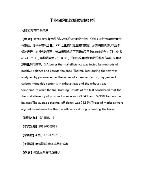 工业锅炉能效测试实例分析