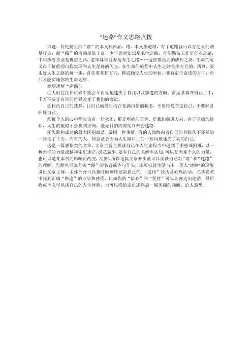 “迷路”作文思路点拨