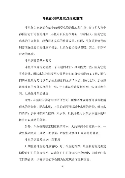 斗鱼的饲养及三点注意事项