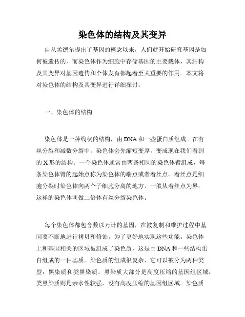 染色体的结构及其变异