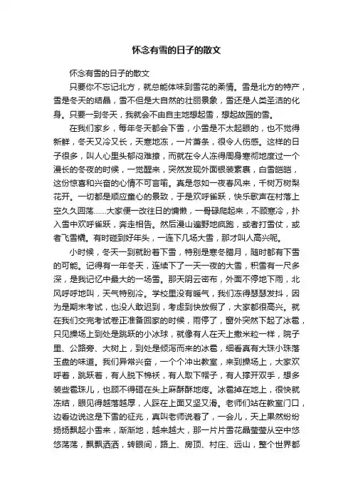 怀念有雪的日子的散文