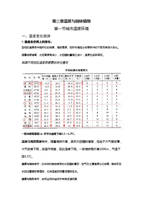 第三章温度和园林植物