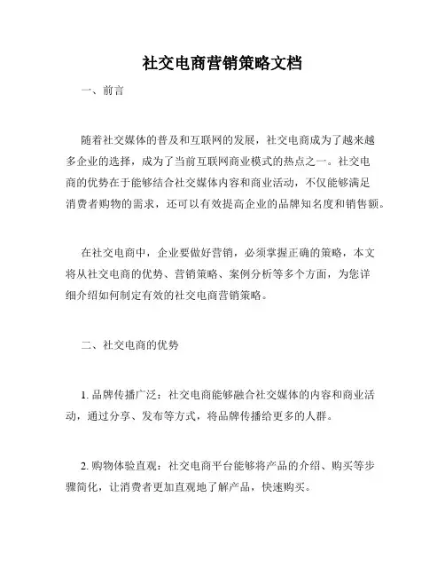 社交电商营销策略文档