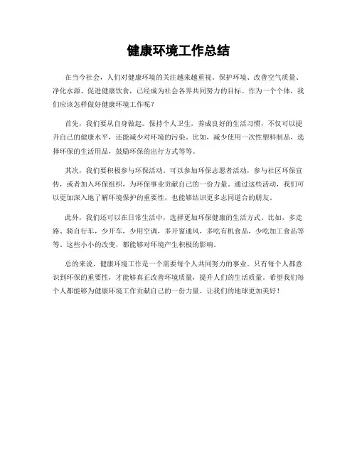 健康环境工作总结