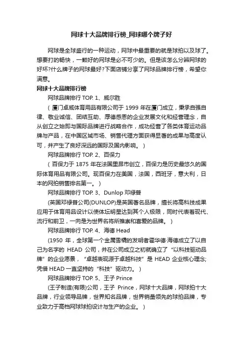 网球十大品牌排行榜_网球哪个牌子好