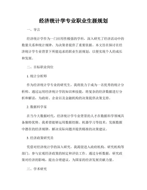 经济统计学专业职业生涯规划