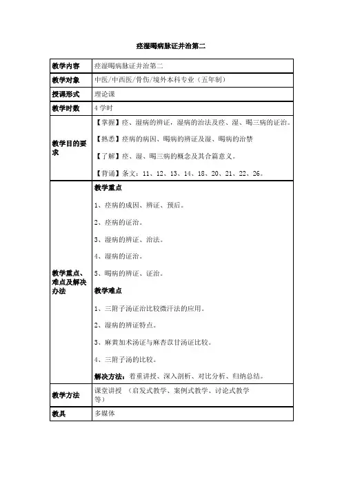 痉湿暍病脉证并治第二