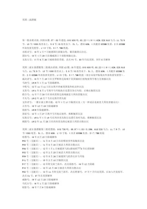 英国二战潜艇