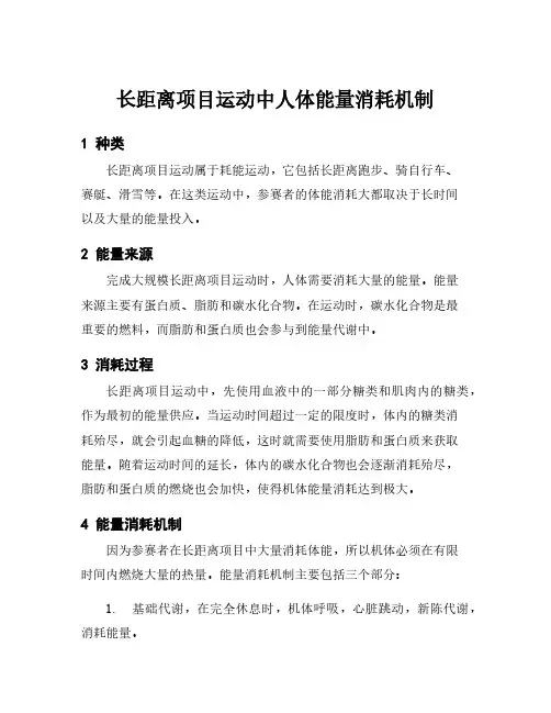 长距离项目运动中人体能量消耗机制