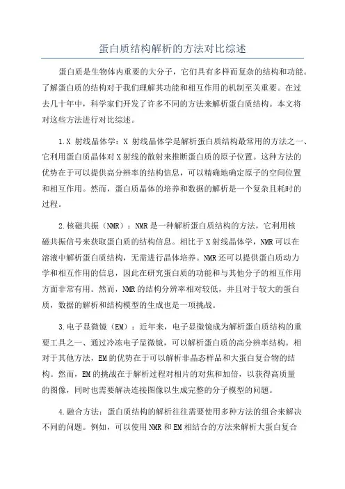 蛋白质结构解析的方法对比综述