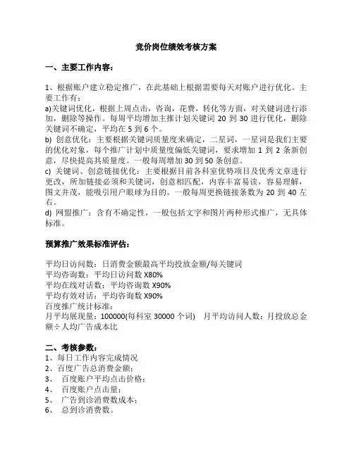 医院网络部竞价岗位绩效考核制度