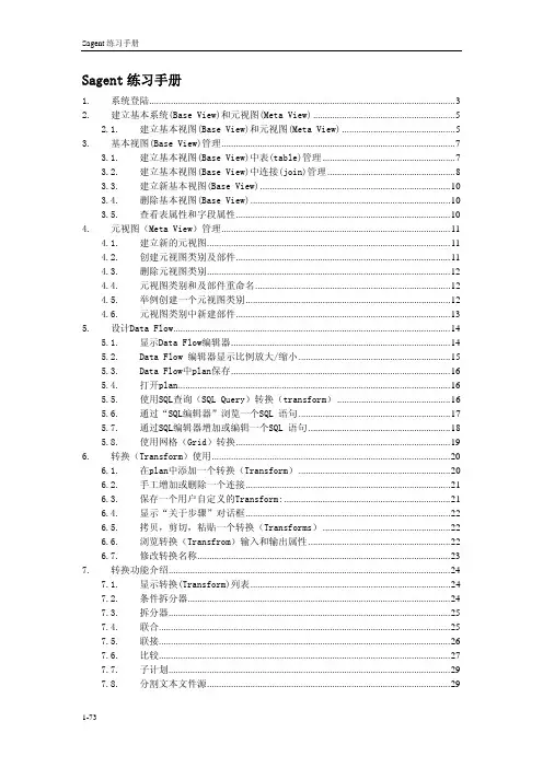 Sagent培训手册