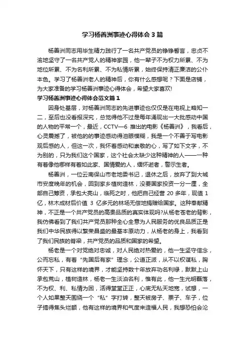 学习杨善洲事迹心得体会3篇