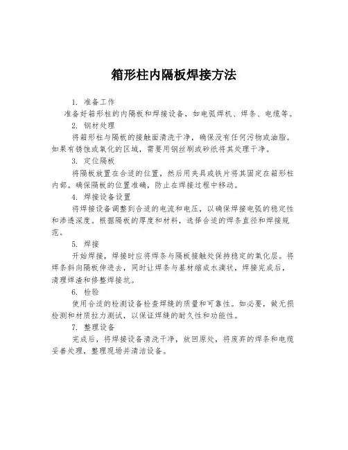 箱形柱内隔板焊接方法