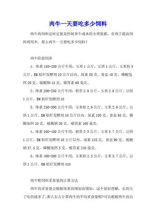 肉牛一天要吃多少饲料