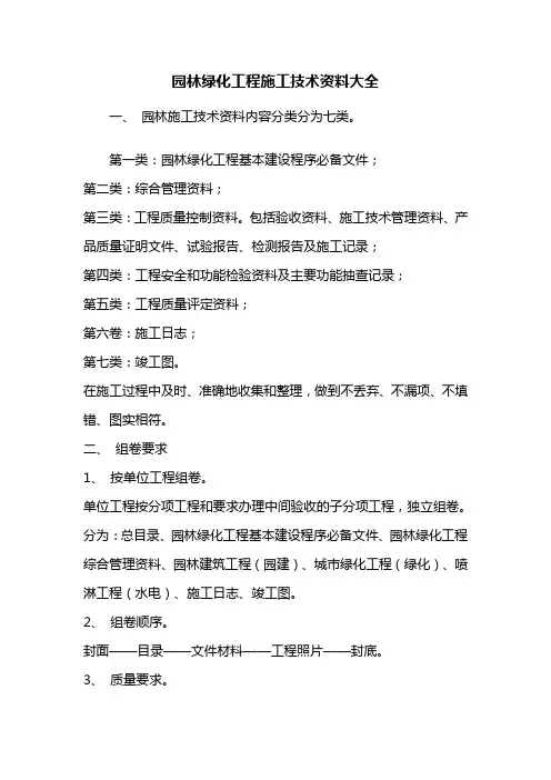 园林施工——园林绿化工程施工技术资料大全