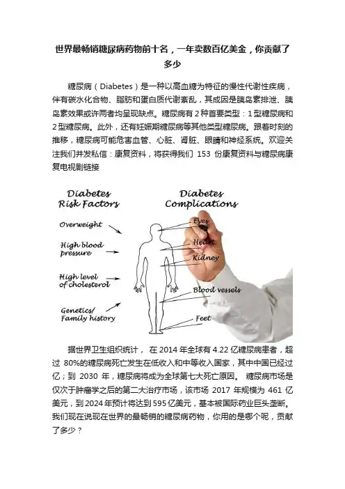 世界最畅销糖尿病药物前十名，一年卖数百亿美金，你贡献了多少