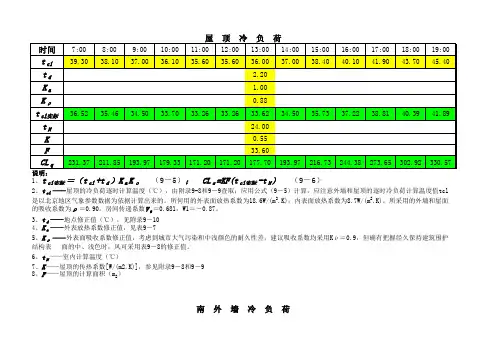 空调房间冷(热)、湿负荷计算