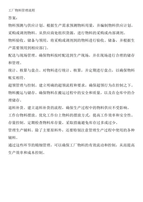 工厂物料管理流程