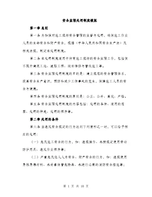 安全监理处罚制度模版（三篇）