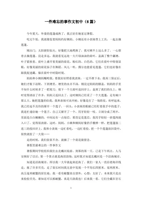 一件难忘的事作文初中(6篇)