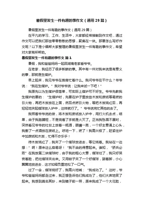 暑假里发生一件有趣的事作文（通用29篇）