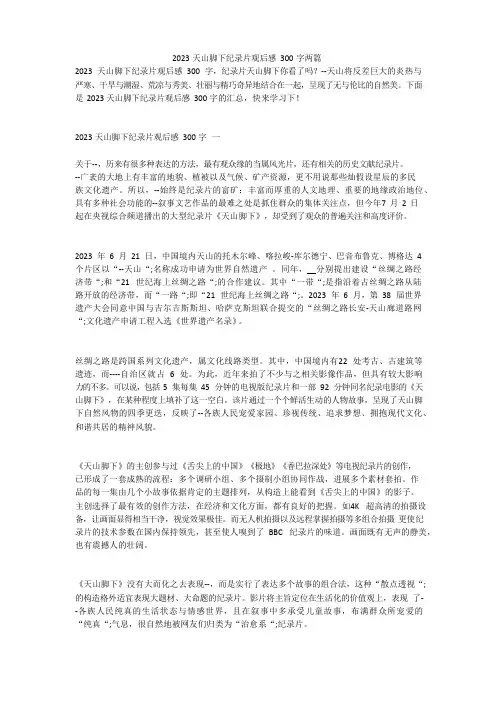 2023年天山脚下纪录片观后感300字两篇