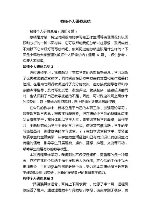 教师个人研修总结