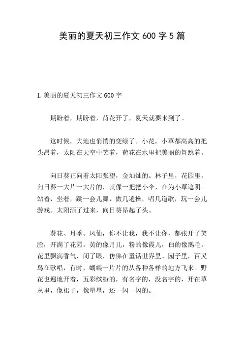 美丽的夏天初三作文600字5篇