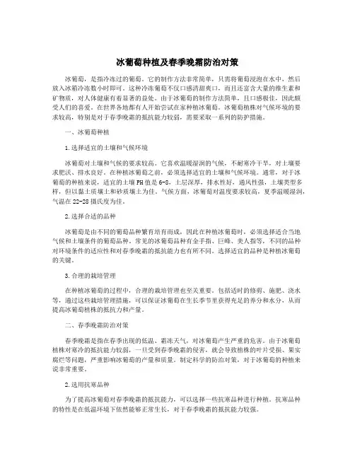 冰葡萄种植及春季晚霜防治对策