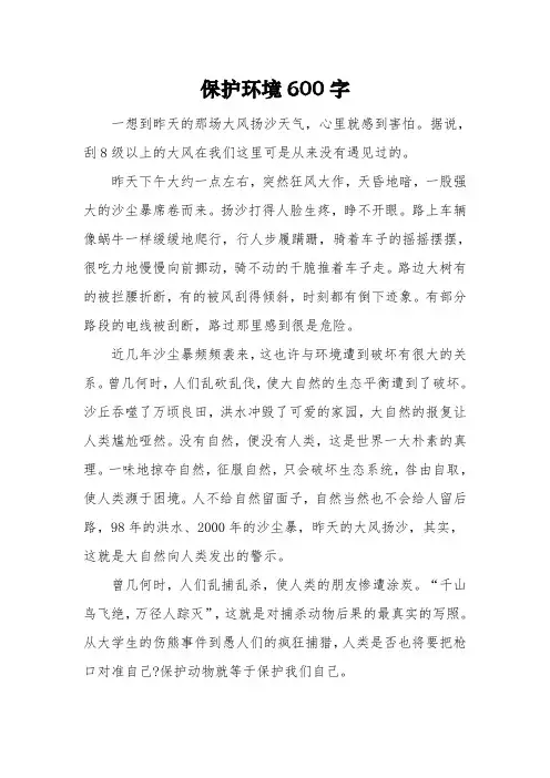 《保护环境》初三作文600字3篇