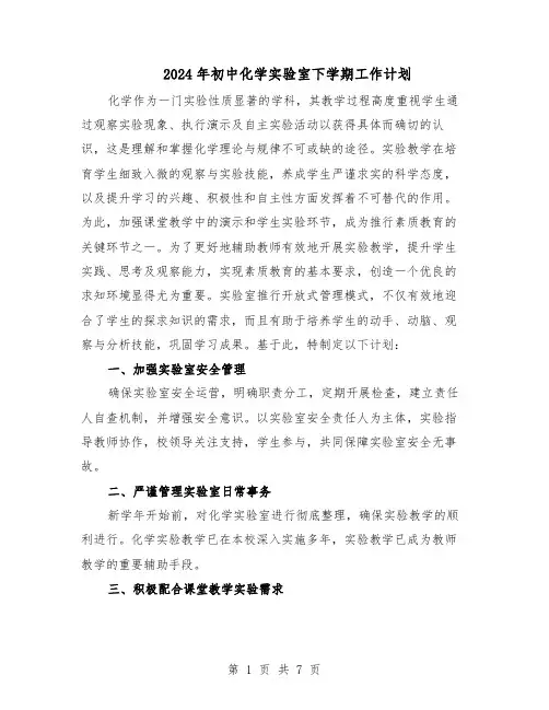 2024年初中化学实验室下学期工作计划(4篇)