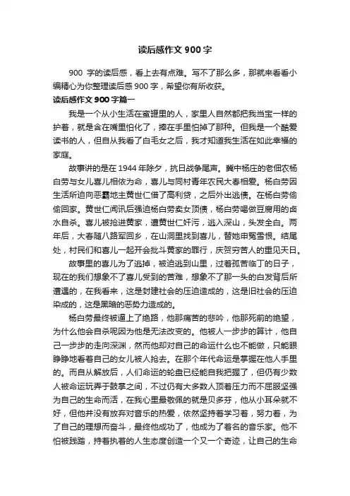 读后感作文900字
