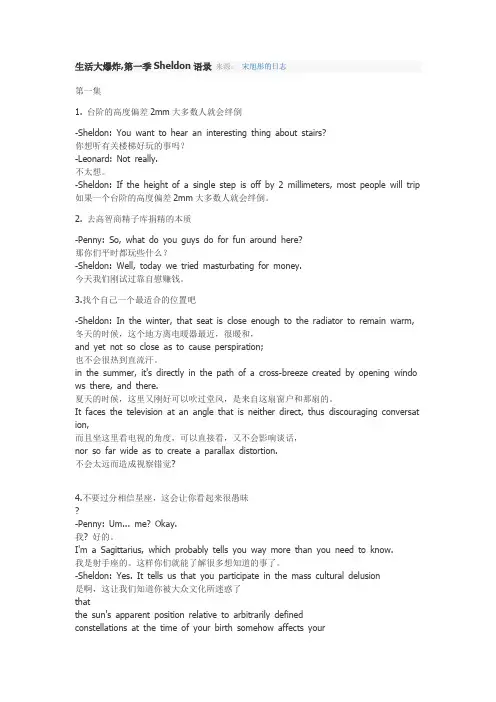 生活大爆炸sheldon语录
