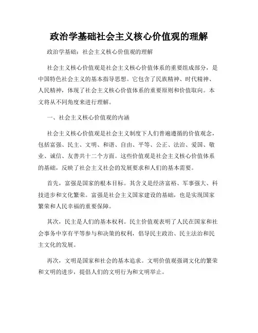 政治学基础社会主义核心价值观的理解