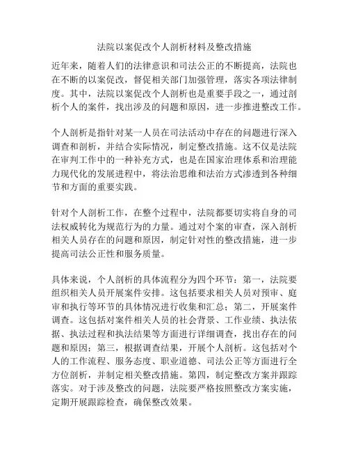 法院以案促改个人剖析材料及整改措施