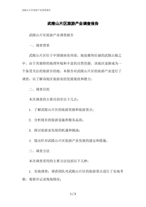 2023修正版武陵山片区旅游产业调查报告