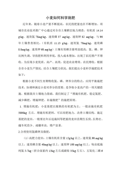 小麦如何科学施肥