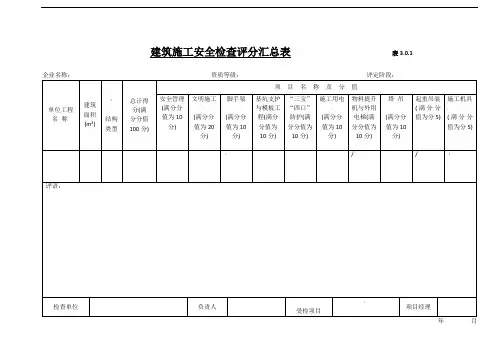 建筑施工安全检查评分汇总表