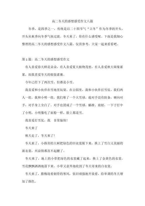 高二冬天的感想感受作文八篇