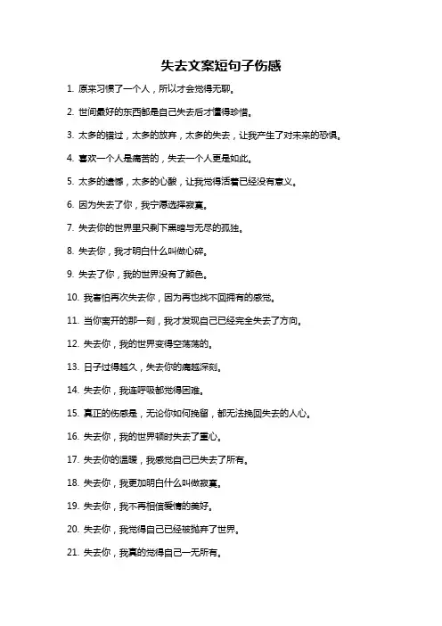 失去文案短句子伤感